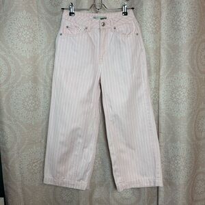 Topshop Moto Crop Jeans Size 26 Women’s Light Pink Pin Stripe Capri Wide Leg